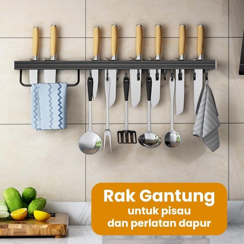 Tempat Pisau Gantung Serbaguna Rak Pisau Alat Dapur Dinding Minimalis HRM120