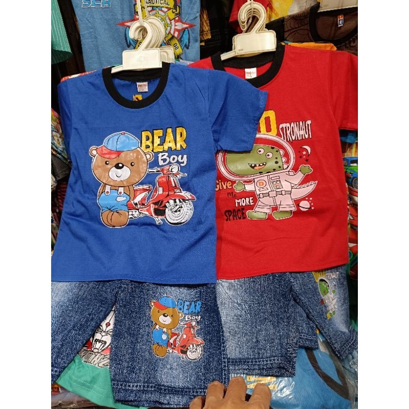 (DOBITUS) Setelan Anak Laki-Laki 7-8 Tahun, Tangan dan Celana Pendek