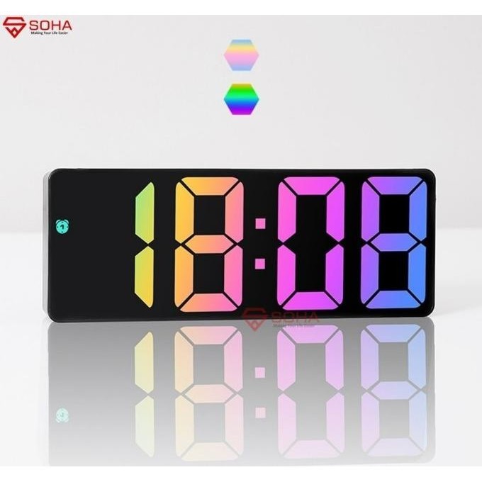 

JD-09 Jam Digital LED Warna Rainbow / Jam Alarm Design Simple HIS