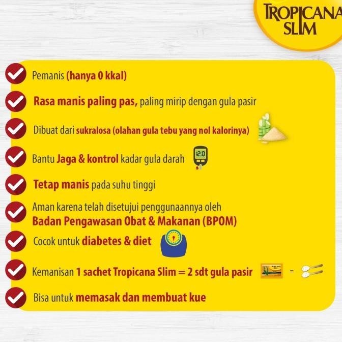 

BIG SALE TROPICANA SLIM DIABTX (50 SCH) - PENGGANTI GULA DIABETESI !!!!!