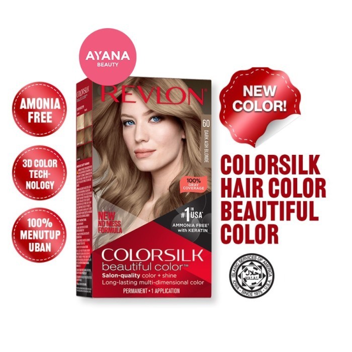 REVLON COLORSILK HAIR COLOR CAT RAMBUT - DARK ASH BLONDE 60