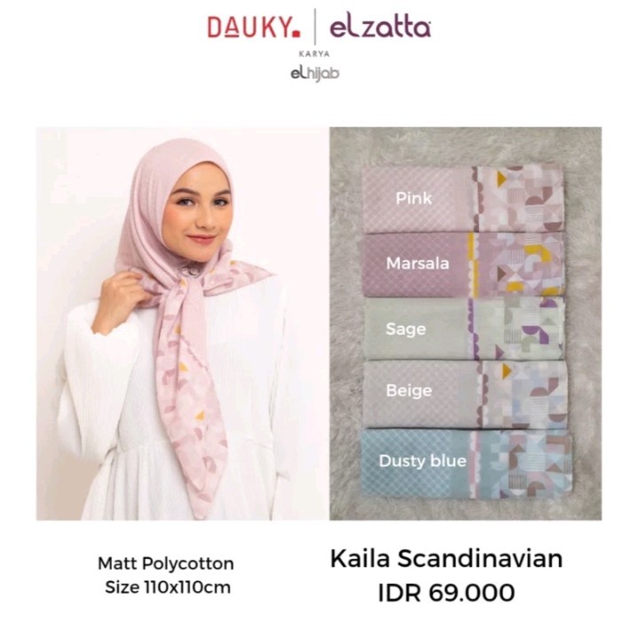 Elzatta Segi Empat Full Motif Kerudung Hijab Jilbab Kaila Scandinavian