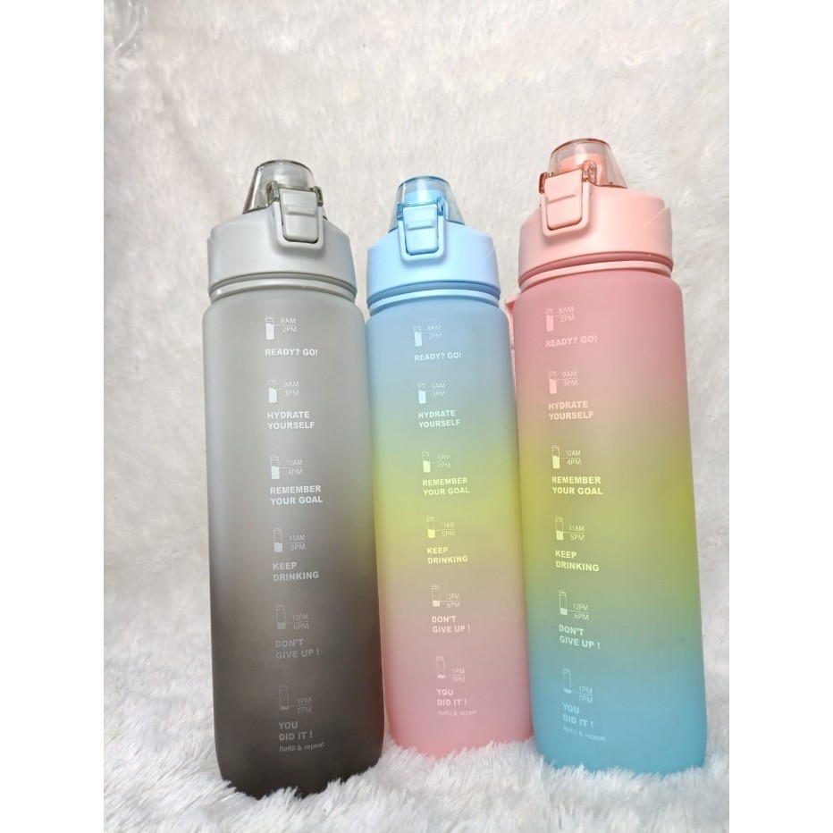 Botol Motivasi Viral 1L Petg/Tritan/Tumbler 1000Ml Gradient Gradasi