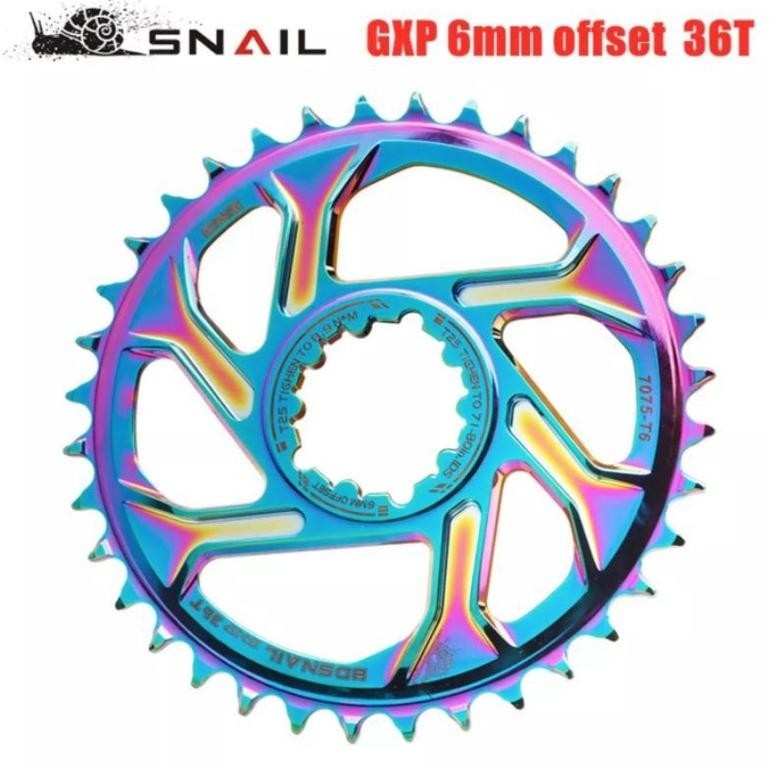 Premium Snail Chainring GXP 36T Chain ring GXP Narrow Wide Direct Mount Rainbow