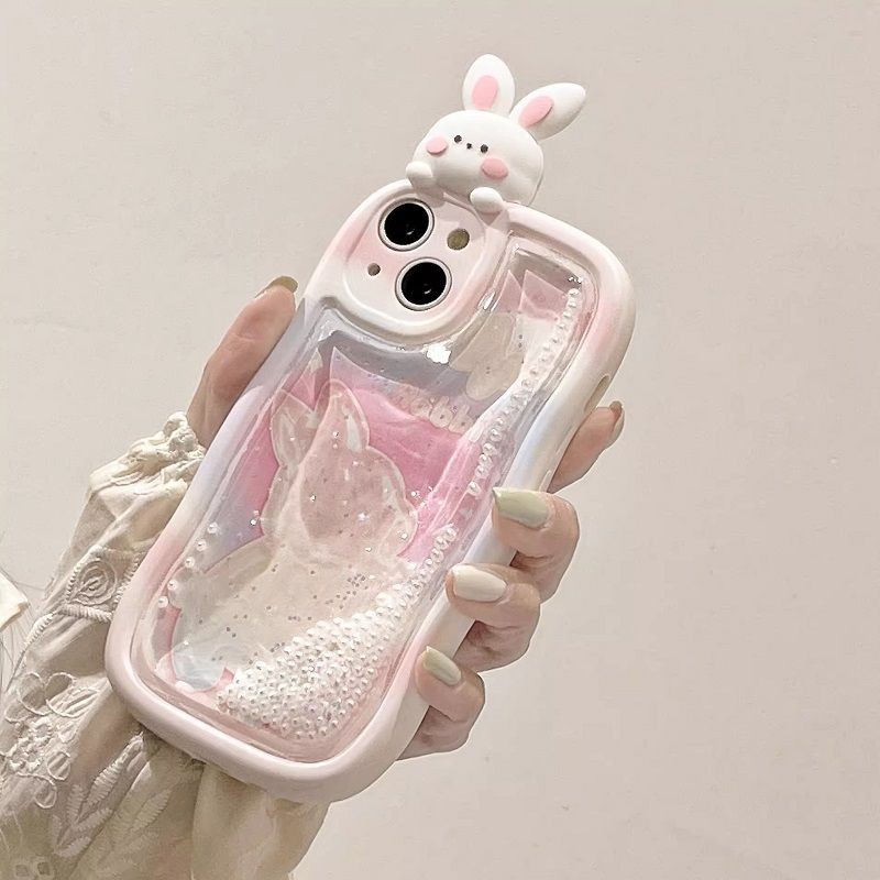 Quicksand Shell Pink RabbitiPhone15promaxPhone Case Apple13Silicone14PlusCute Cartoon13