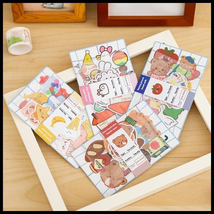 

TERMURAH STIKER DECO KOREA INS FUDGE BEAR CARTOON CUTE TENT STICKERS SEALING !