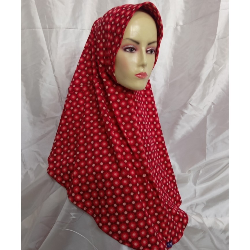 Elzatta Kerudung Dewasa Motif Hijab Bergo Instan Sahara Razwa Maroon