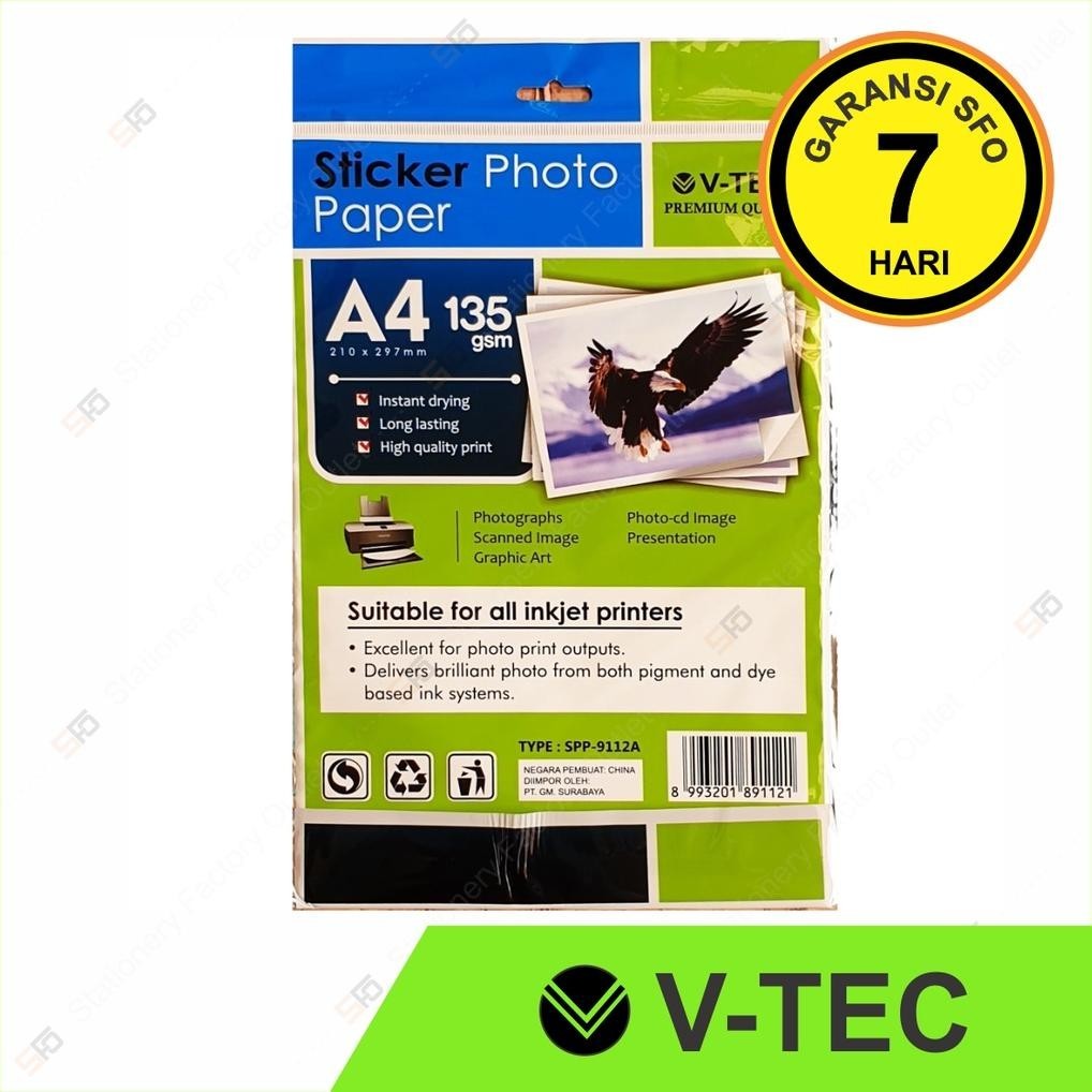 

Glossy Sticker V-Tec A4 135 Gsm - Kertas Foto Stiker