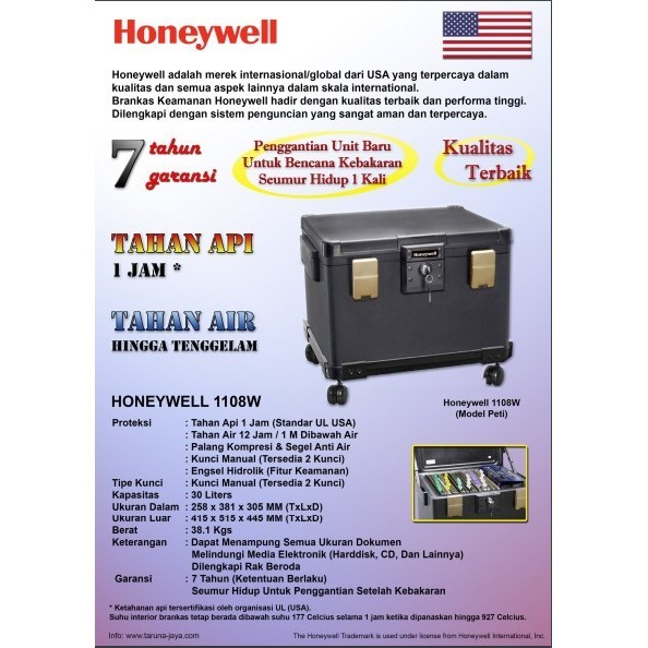 Promo / Terlaris Brankas Tahan Api Dan Banjir Honeywell Usa Tipe 1108W