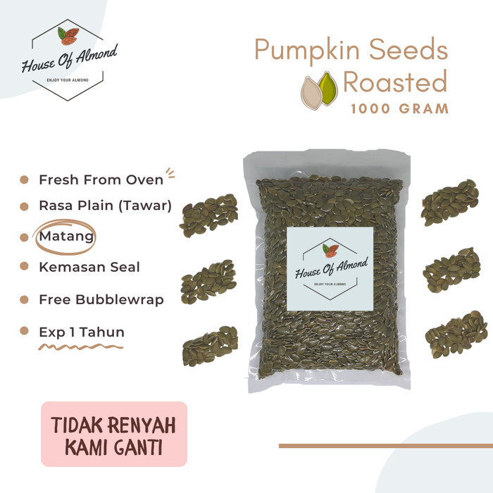 

Pumpkin seeds Roasted (matang panggang) 1kg biji labu kuning kupas
