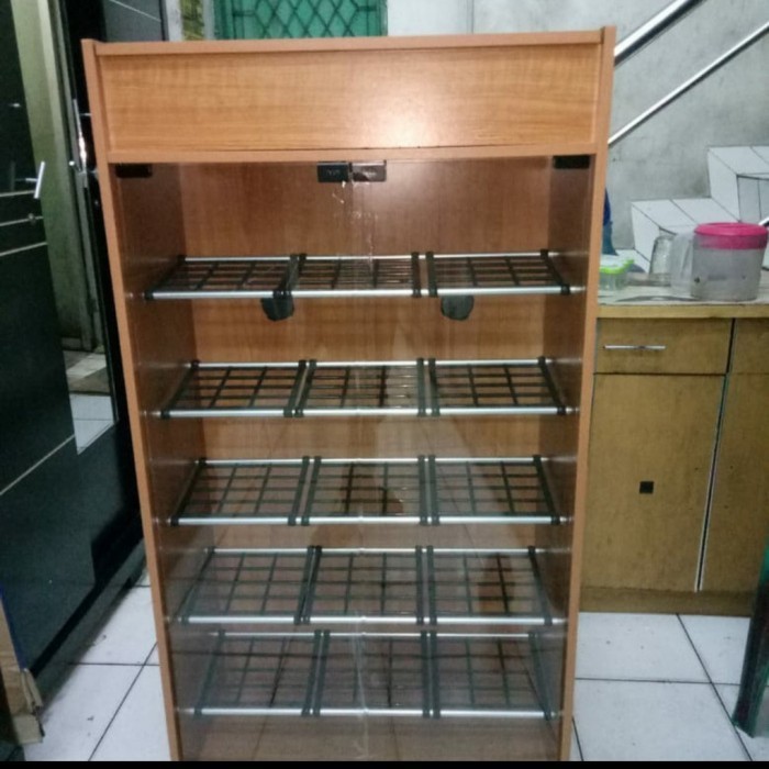 Rak Sepatu Susun Full Kaca