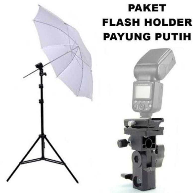 [TERBARU] Paket Light stand MATVEL + payung putih + Flash holder Lightstand Tas Tripod Bag Lampu Lig