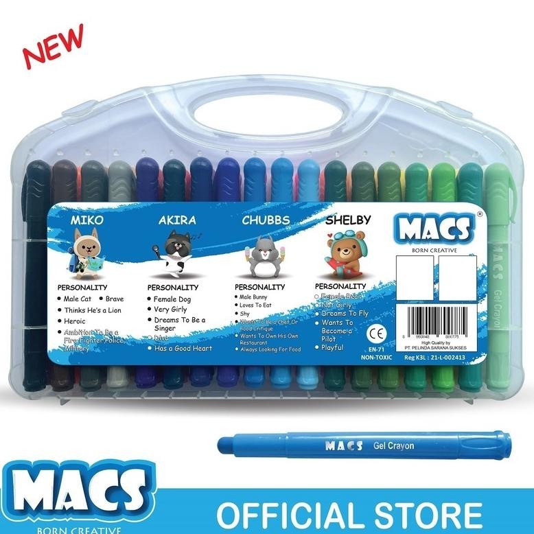 

sd-46 MACS Gel Crayon 36 Warna Colors Berkualitas