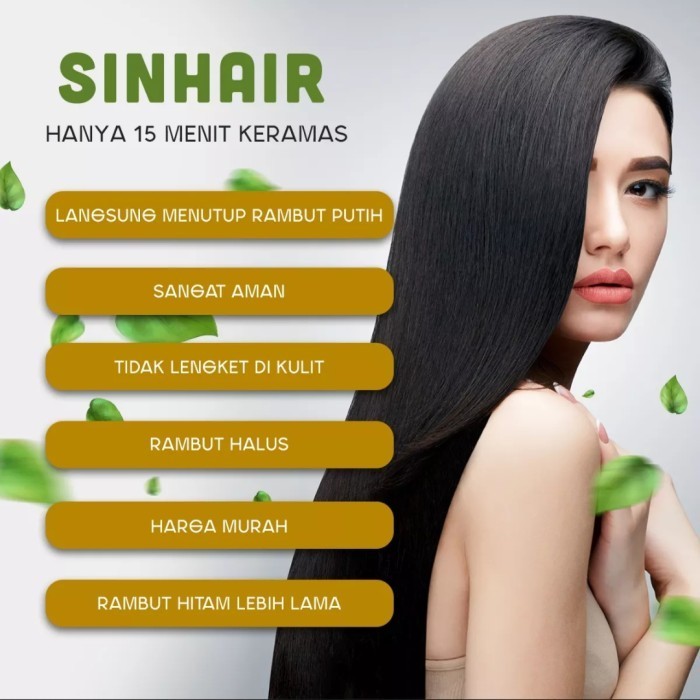 DISKON!!! SinHair Shampoo Hitam+ Serum SinHair pewarna Rambut Original