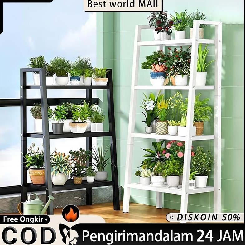 Besi Tahan Karat Rak Besi Bunga Rak Susun Rak Bunga Rak Display Rak Penyimpanan Balkon Besi Tempa