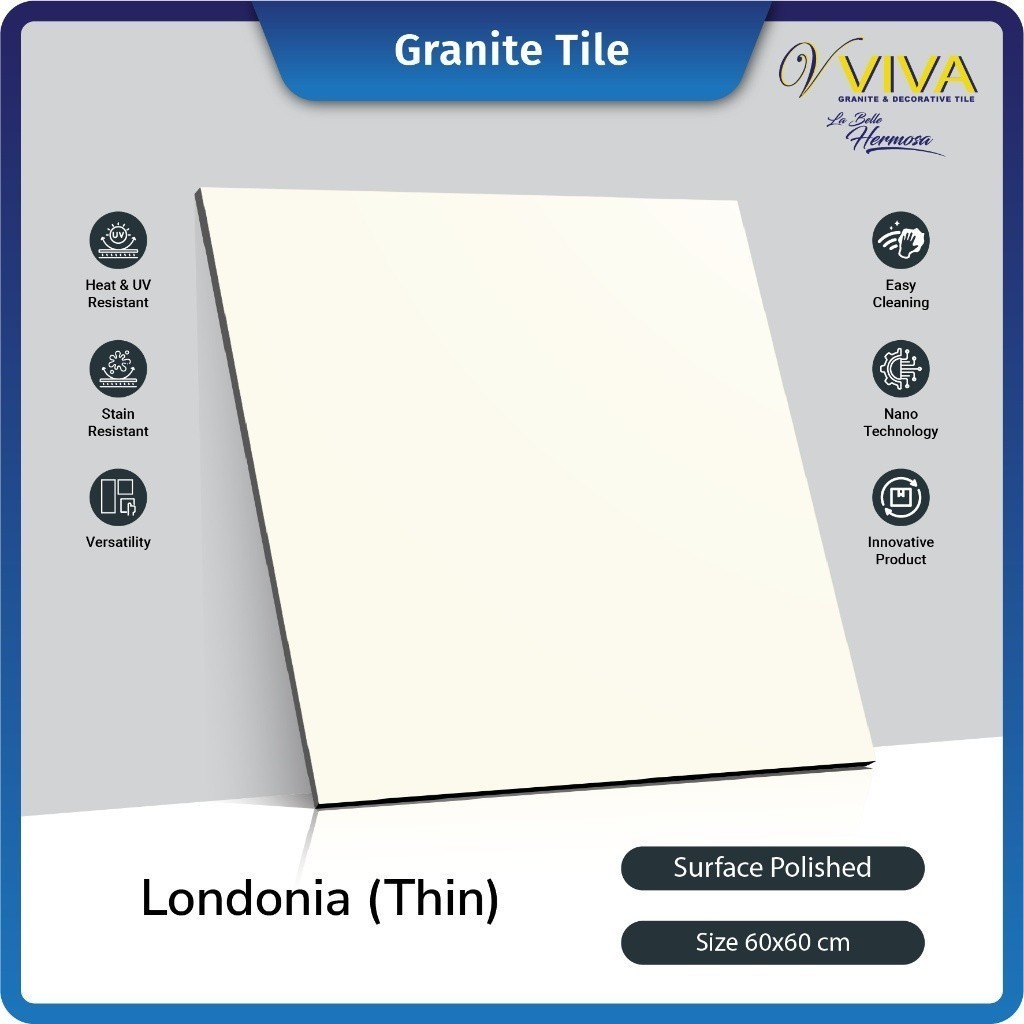 BDA Granite Tile Granit Lantai 60x60 Keramik Granit Lantai & Dinding Cream Polos Krem