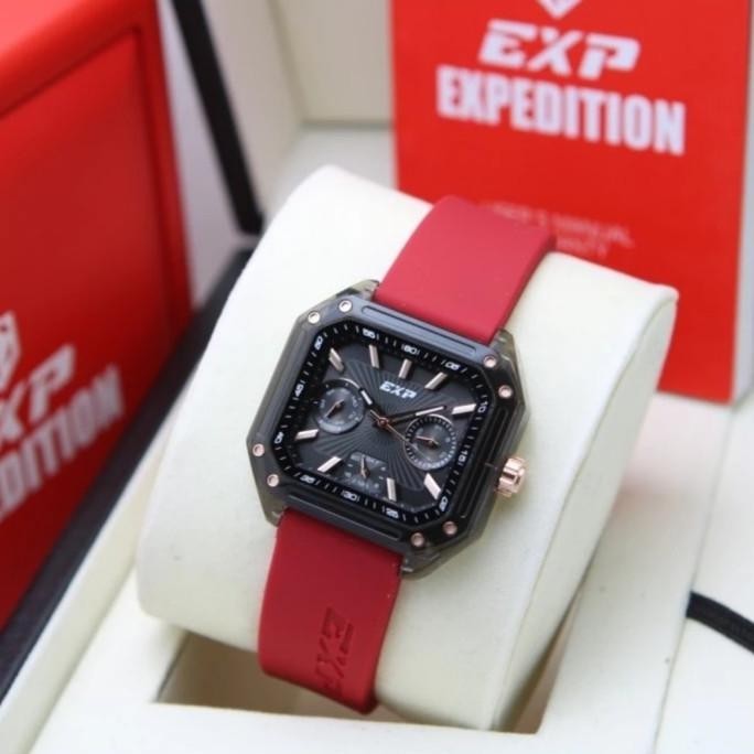 Jam Tanga Wanita Expedition Original E6840 Red Black
