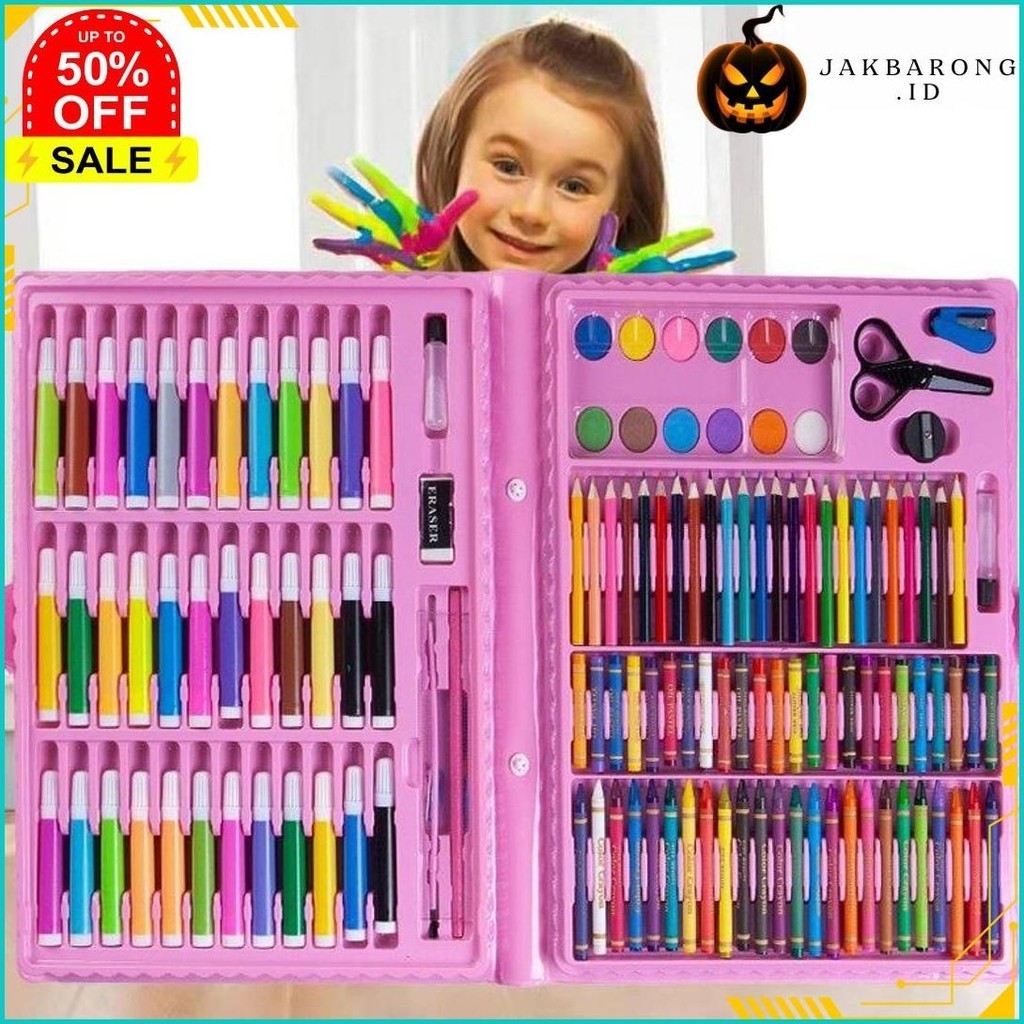 

Perlengkapan Menggambar Krayon Anak Set Koper 150 In 1 Crayon Full Alat Melukis Mewarnai Set Kids Land Original Produk