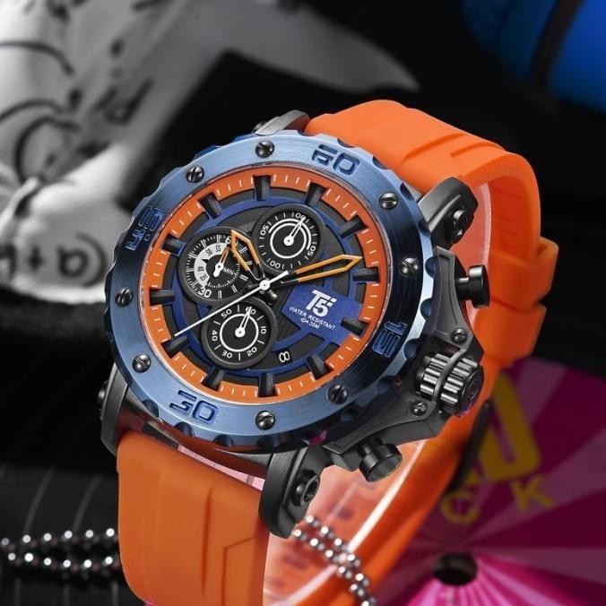 Jam Tangan Pria Original T5 H 3865G Black Rosegold