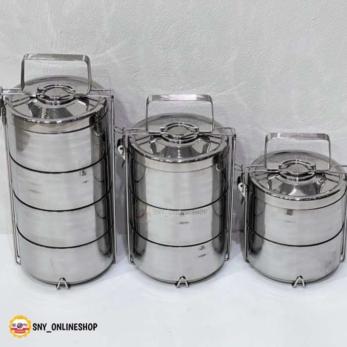 Rantang 3 Susun / Tempat Makanan / Kotak Makan Bekal Susun Stainless