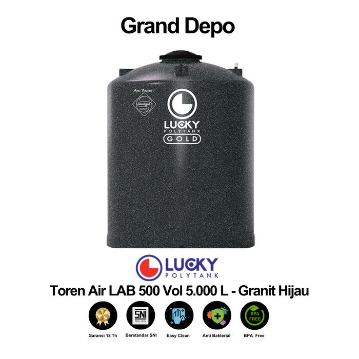 Lucky Tandon Air / Toren Air 5000 Liter LAB 500 Granit Hijau