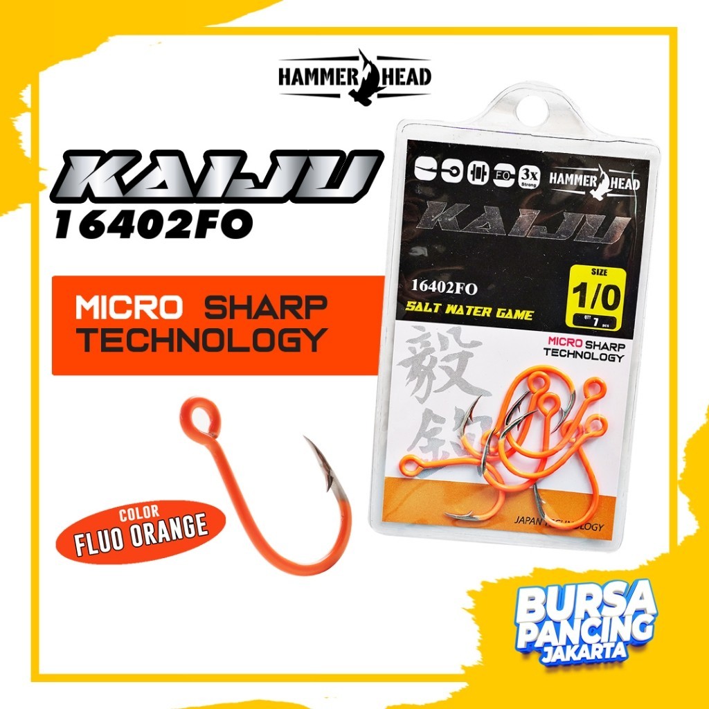 Hammerhead Kail Pancing Kaiju 16402FO Single Hook Minnow Anti Karat Untuk Di Laut