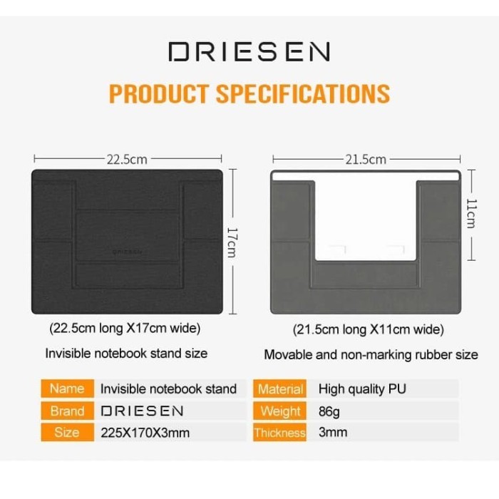 Driesen Adjustable Laptop Stand Invisible Laptop Stand Macbook Stand