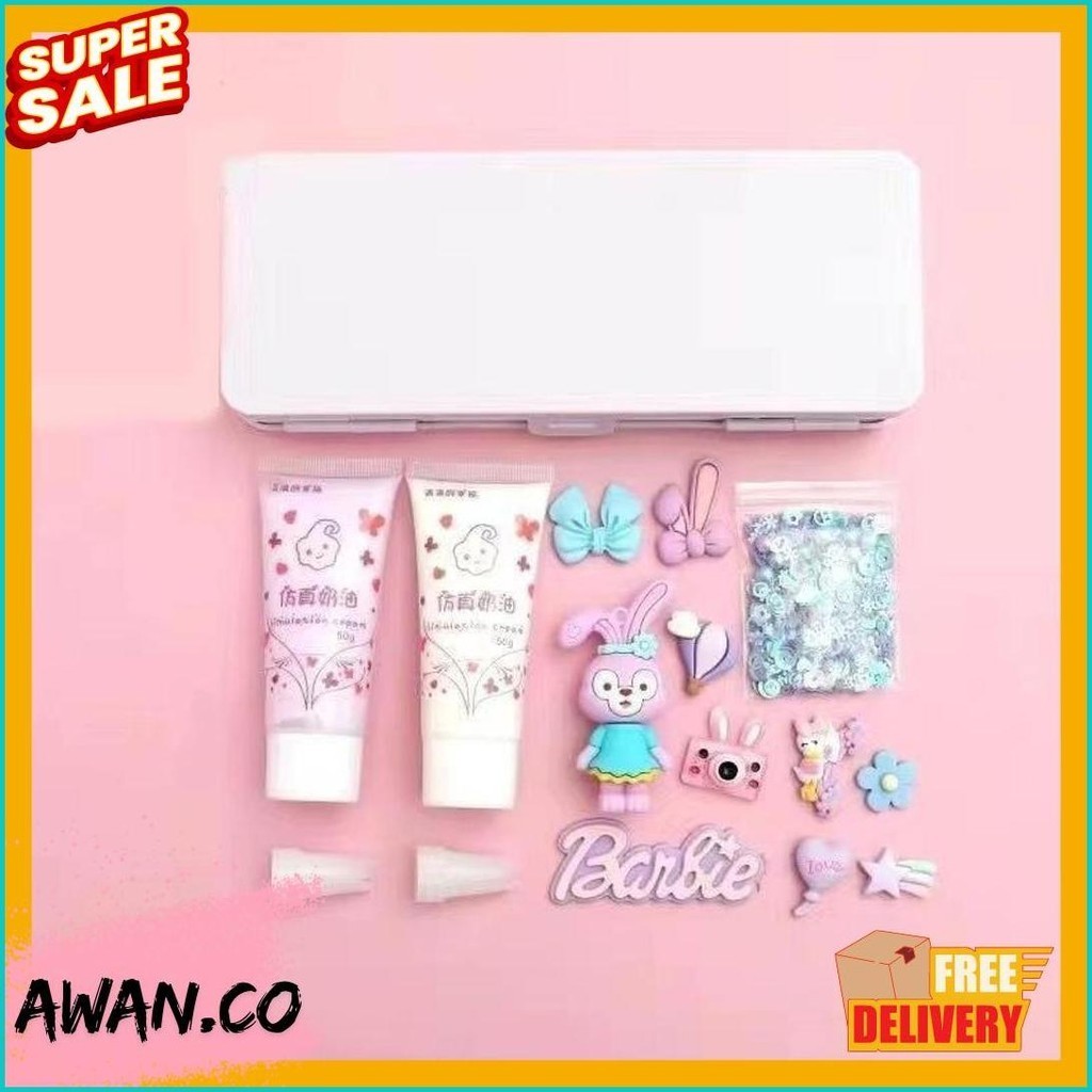 

Diy Deco Cream Kit/Tetapkan Kotak Pen/Tempat Pensil Menghias/ Deco Cream Clay Kotak /Stationery Pake Handmade (Lagi Diskon)