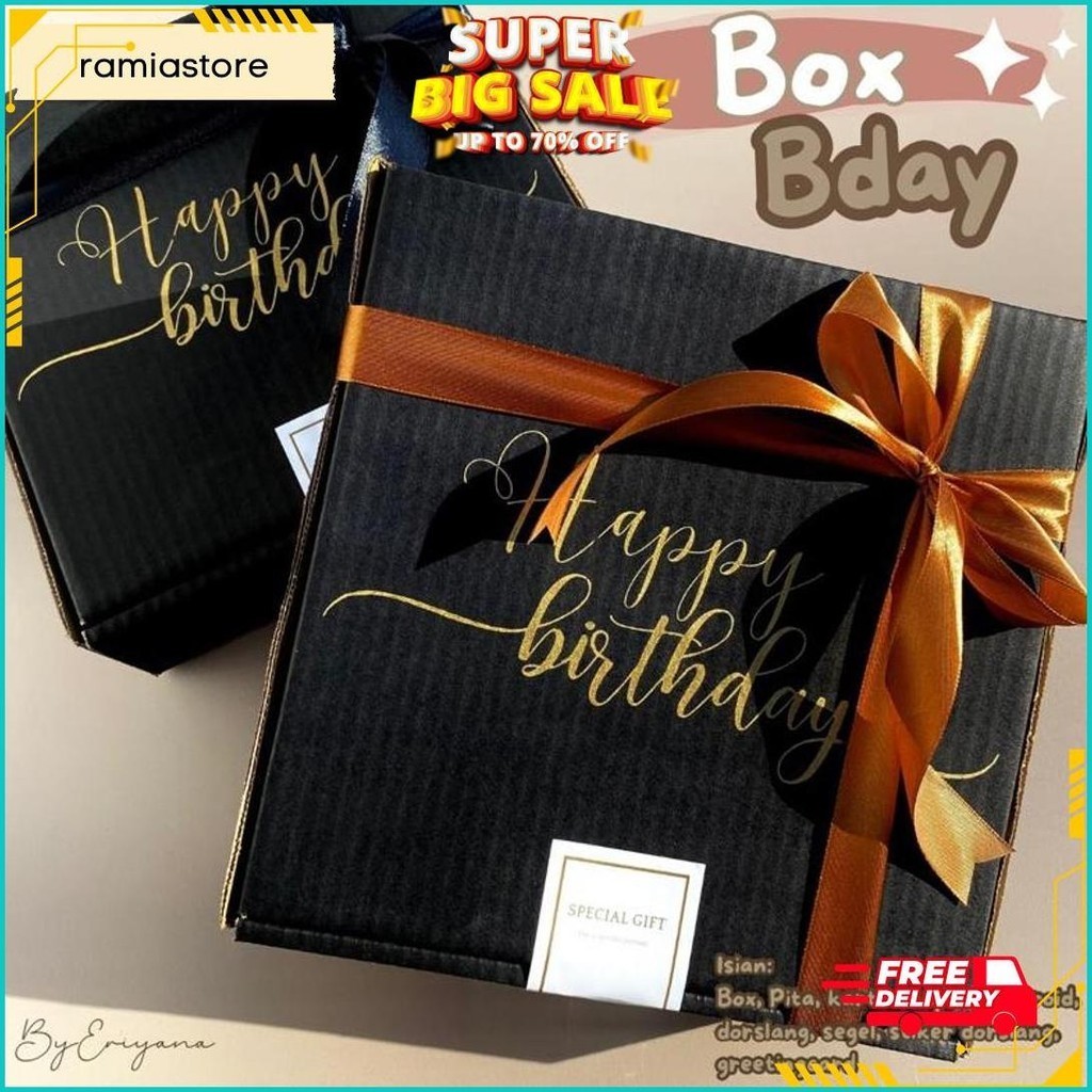 

BOX HAMPERS BIRTHDAY KOTAK KADO ULANG TAHUN HAMPERS GIFT BOX PAKET KOTAK KADO BESAR HITAM PREMIUM KARDUS SET PACKAGING LENGKAP HADIAH ULANG DENGAN PITA KARTU UCAPAN BIRTHDAY COWOK CEWEK ULTAH SET PACKAGING COD