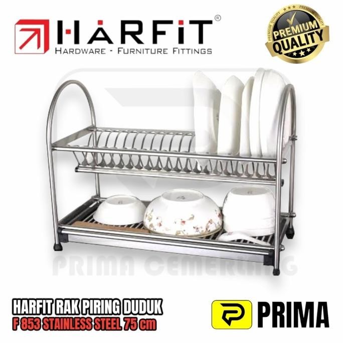 [Ready Stock] Harfit Rak Piring Duduk Stainless Steel 75 Cm Rak Dapur + Tatakan