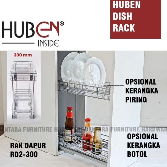 [Ready Stock] Huben Rd-2 300 Rak Dapur 30Cm Piring Gelas Botol Bumbu Dapur Bawah Dalam Kabinet Unit 
