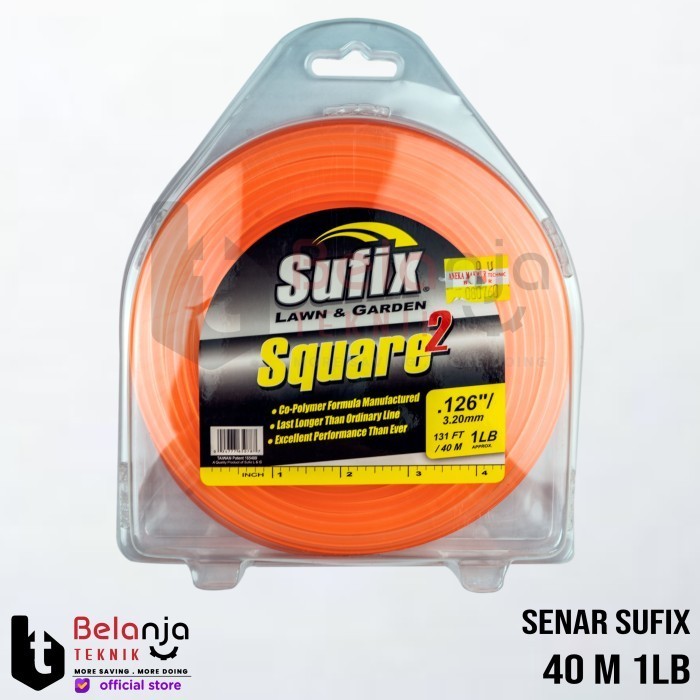 Sufix Tali Senar Mesin Potong Rumput Kotak 40 Meter Trimmer Line 3.2Mm