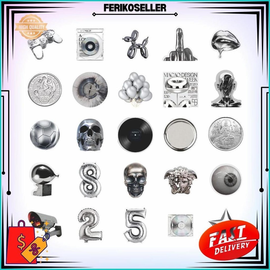 

50 Pcs Stiker Motif Aesthetic Silver Anti Air Untuk Dekorasi Notebook Sepeda Skateboard Handphone Diy Sale