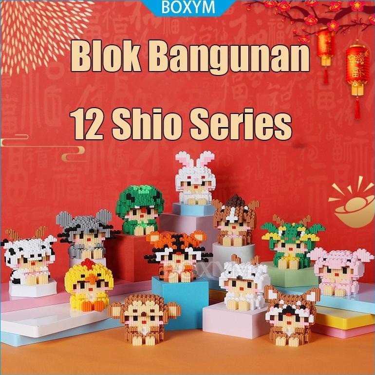 Nano Block Zodiak Cina Koleksi Diy Balok Bricks Mainan Education Balok Binatang Animal Lucu [Promo][