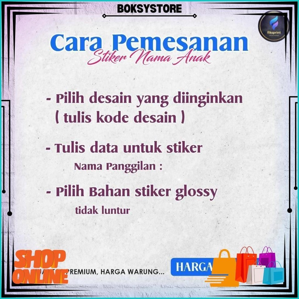 

Stiker Nama Anak Murah / Label Nama Anak Custom Lucu Murah Best Seller