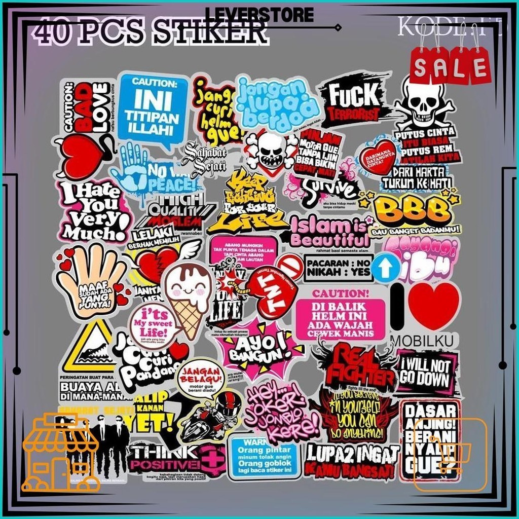 

[ Mac ] 40 Pcs Sticker Aesthetic Kata Kata Lucu Untuk Laptop Case Tumbler Anti Air Best Seller - F5 Gratis Ongkir