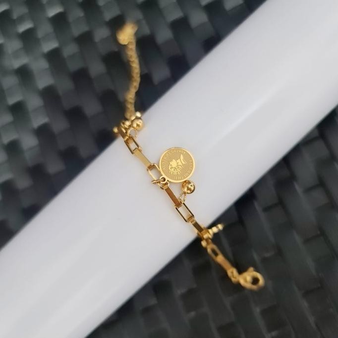 gelang tangan wanita titanium rantai choker koin elizabeth anti karat