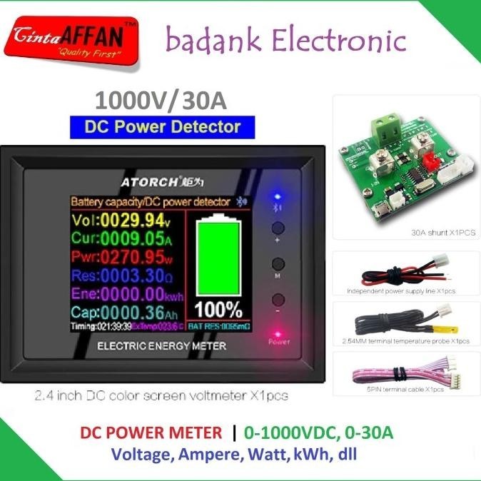 DC 0-1000V 0-30A Volt Ampere Power kWh Energy Meter dengan Bluetooth