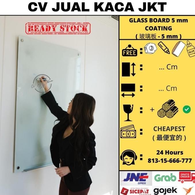 

Jual Glassboard 120X213,4 - Papan Tulis Kaca - Glass Board Termurah