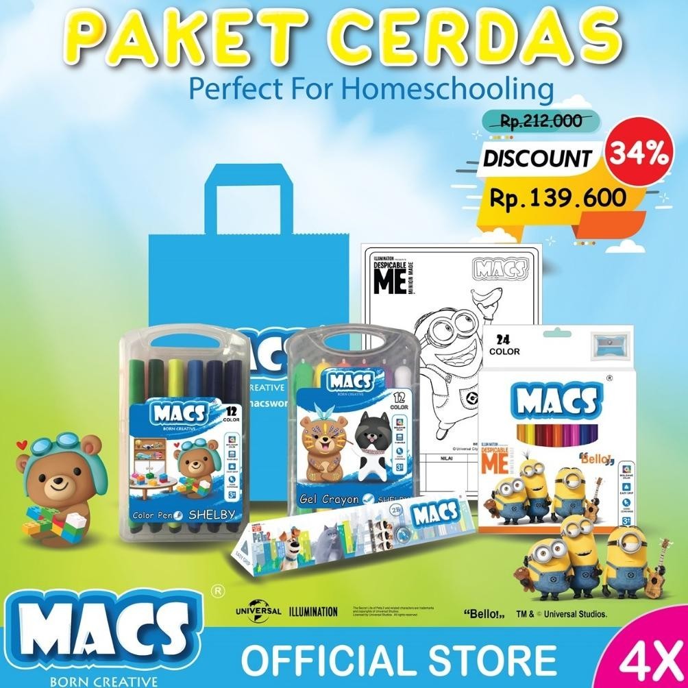 

We-53 Macs Paket Cerdas Mewarnai Pensil Warna Gel Crayon Color Pen Set Gratis Ongkir