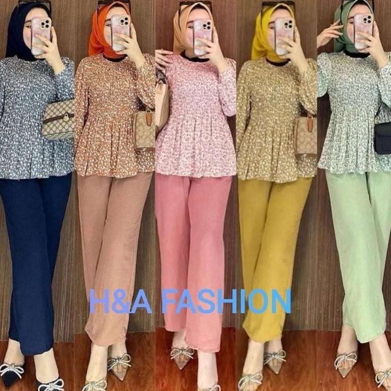 Kekinian One Set Ootd Wanita Korean Style Terbaru Setelan Celana Panjang Baju Busui Santai Wanita Ke