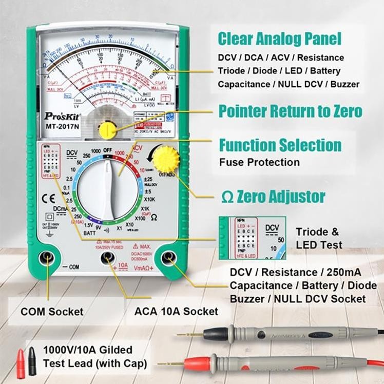 DFG Pro'sKit - Multitester Analog   Mt-2017N Smart Protection -   Multimeter Analog Multitester Smar