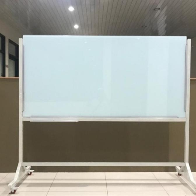 

Jual Papan Tulis Kaca / Glassboard Magnetik 120 X 180 Cm Standing Kaki Roda