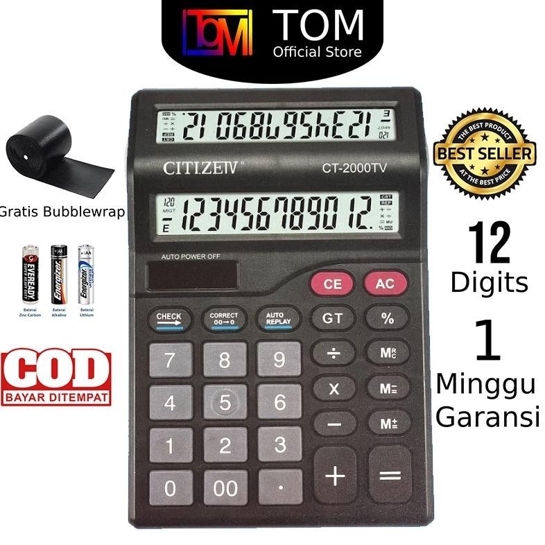 

Kalkulator 2 Layar CT-2000TV 12 Digit - Calculator Check Dual 2 Power