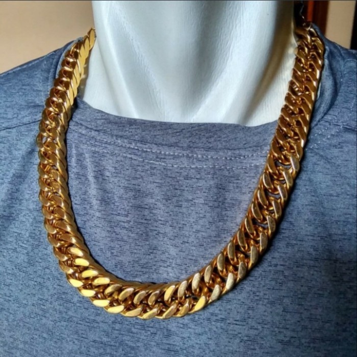 Kalung Pria Rantai Besar Big Size Titanium Gold Emas