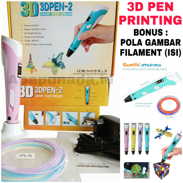 

[Gratis Pola Gambar+Filament] 3D Pen Printing Magic Drawing Painting