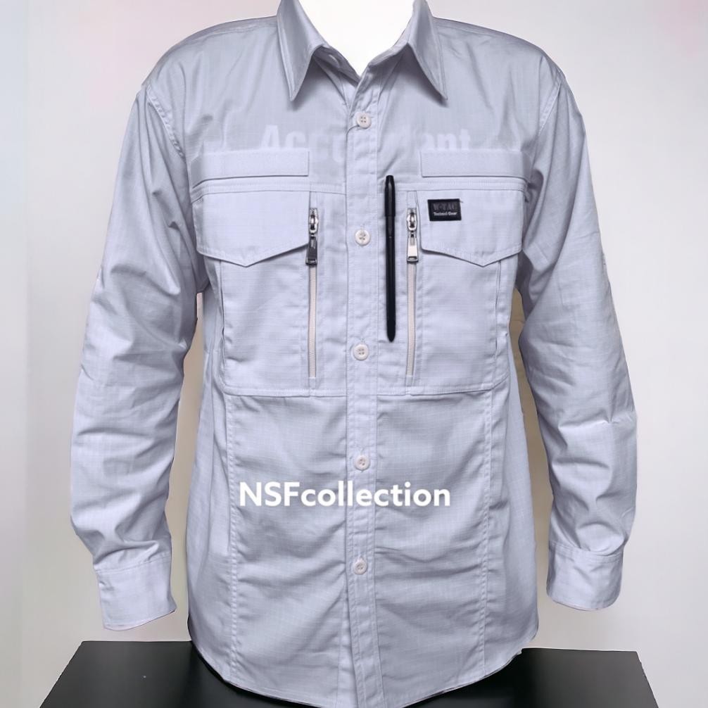 Baju Kemeja Tactical Pria Lapangan Outdoor Lengan Panjang Putih Baju Kerja Proyek Wtac W Tac