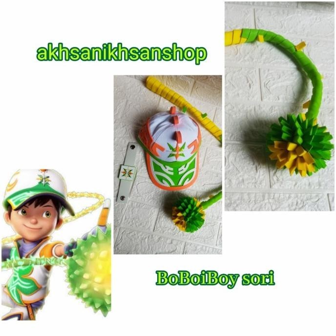 topi BoBoiBoy sori+cambuk BoBoiBoy bobus gelang