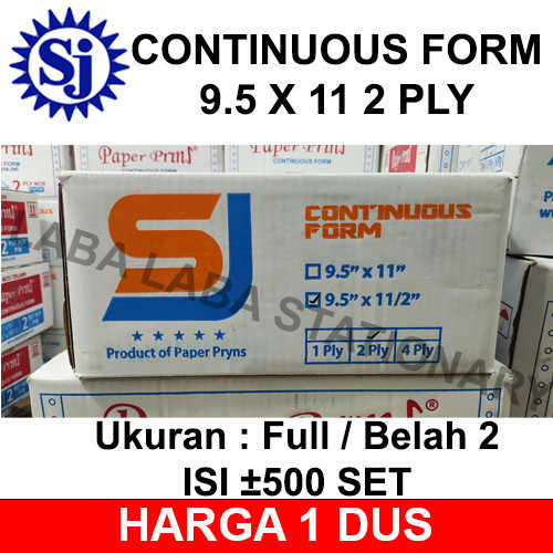 

Kertas Continuous Form 2 Ply 9.5 X 11 Sj R Print A4 / Rangkap