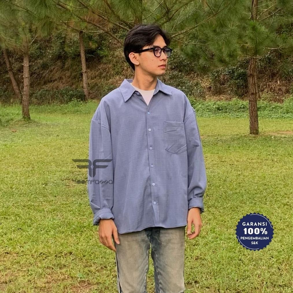 Baju Kemeja Tactical Pria Lapangan Outdoor Roomfazza Lengan Panjang Oversized Kasual Polos Oversize 